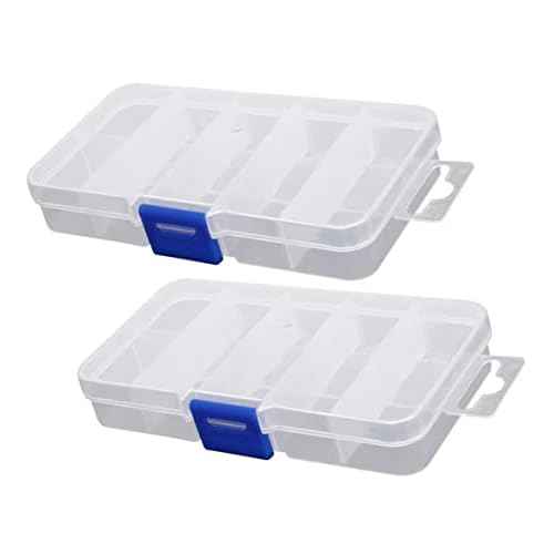 Auniwaig 2 Pcs Tool Box Tool Organizer, Plastic Hardware Box Storage for Hardware, Screws, Bolts, Nuts, Nails, Beads, Jewelry 5.12"x2.76"x0.87" Translucent