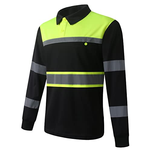 Safety Shirts for Men,High Reflective Men Polo Shirts with Pocket,Short Sleeve Workwear Breathable