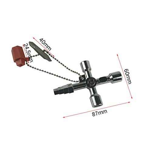 4 in 1 Universal Cross Triangle/Square/Round Key, 4 Ways Multifunction Alloy Key Wrench for Train Electrical Elevator Cabinet Valve (4 in 1 Pagoda Key)