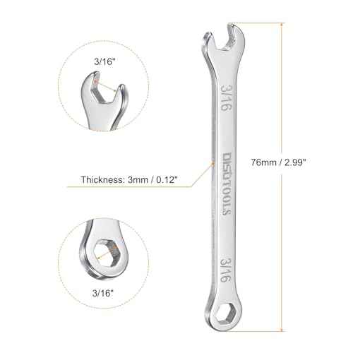 HARFINGTON 2pcs Thin Combination Wrench 3/16" 30Cr13 Stainless Steel Quenching Polish Mini Combination Spanner with Offset 12-Point Box End and 15¡Æ Angled Open End for Auto Repairs