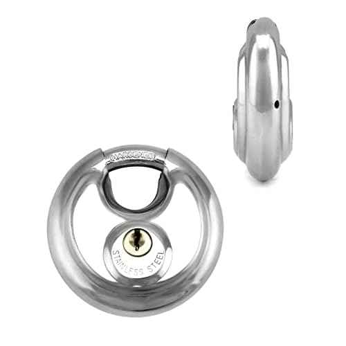 QWORK Disc Locks, 2 Pack Heavy Duty Steel Keyed Different Padlock Disc Storage Locks for Storage Unit, 3/8" Shackle