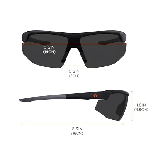 Ergodyne Skullerz SKOLL Safety Sunglasses-Matte Black Frame, Anti-Fog Smoke Lens
