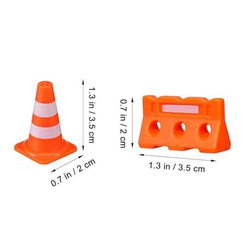 48Pcs Mini Plastic Traffic Cones, Miniature Fence Barricade Signs, Construction Road Cone Toy Set, Barricade Toy Model Mini Stop Signs for Construction Theme Party Favors