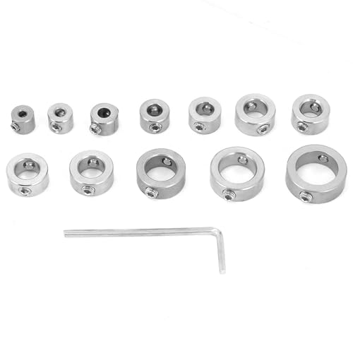 12pcs 3-16mm Drill Stop Collar Set, Drill Bit Depth Stop Collars Stainless Steel for High Carbon Steel Drills Drilling Limit