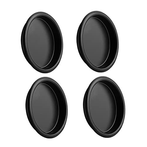 HOMOTEK 4 Pack Black Closet Door Finger Pulls - Easy Snap-In Installation, Fits 2-1/16" Diameter Holes