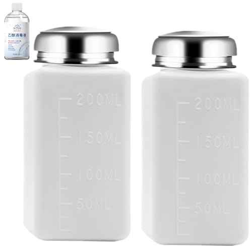 2 Pcs Liquid Push Alcohol Dispenser Solder Flux Bottle Cleaner Push Down Pump Dispenser for Acetone Cleanser Polish Remover, 200ml