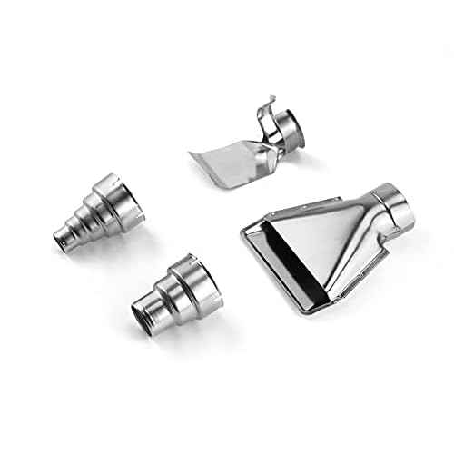 QWORK Heat Gun Nozzles Kits, 4 Pcs Stainless Steel Reflector Nozzle Hot Air Gun Soldering Station Nozzle Tool