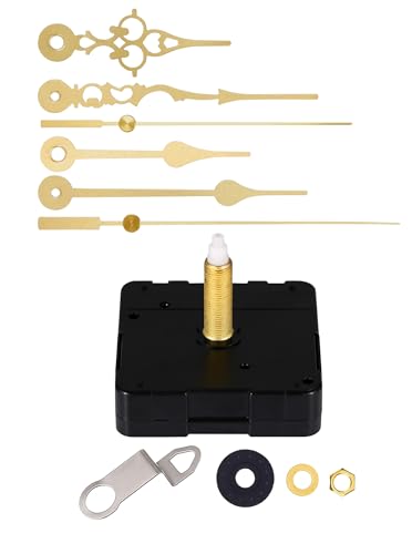 WinTaim 32mm Long Shaft Silent Clock Mechanism with 1-Inch Thread & Gold Hands for DIY Projects