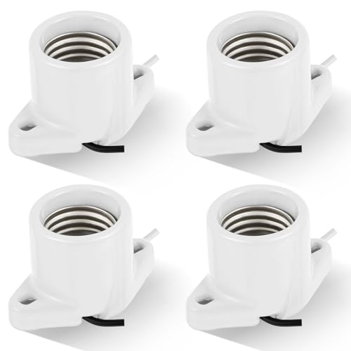 Saysurey 4-Pack E26 Porcelain Light Socket Keyless Lamp Holders with 6-Inch Lead