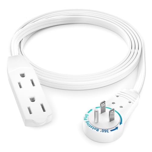 Maximm 4 Ft UL Certified Rotating Flat Plug Extension Cord with 3 Outlets