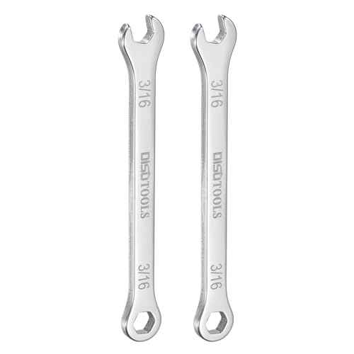 HARFINGTON 2pcs Thin Combination Wrench 3/16" 30Cr13 Stainless Steel Quenching Polish Mini Combination Spanner with Offset 12-Point Box End and 15¡Æ Angled Open End for Auto Repairs