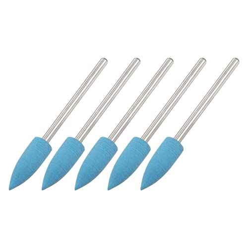 uxcell 5 Pcs Silicone Rubber Grinding Buffing Wheels 2000 Grits 6mm Dia Pointed Polishing Head for Electric Rotary Tool