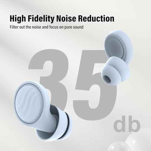 Ear Plugs for Sleeping Noise Cancelling - 35dB Reusable Ear Plugs with 7 Eartips and Carry Case - Flexible Hearing Protection - Replaceable Single/Double Eartips for Sleep, Focus, Travel, Work, Blue