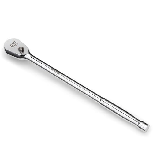 DISEN 1/4" Drive Ratchet,90-Tooth Ratchet Wrench with 7" Handle and Dust Proof Teardrop Enclosed Head, Reversible, CR-V Steel Made, CR-MO Head, Full Polished, Gifts for Men