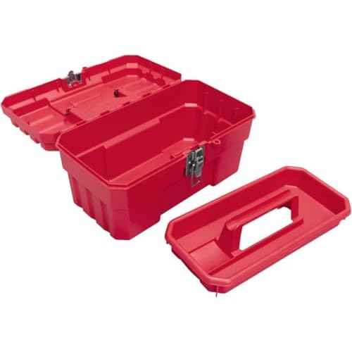 Akro-Mils 09514 ProBox Plastic Toolbox with Removable Tray for Tools, Hobby or Craft Storage, 14-Inch x 8-Inch x 8-Inch, Red