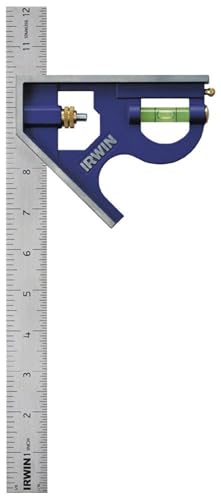 IRWIN 12-Inch Stainless Steel Combination Square with 45-90 Degree Markings, Metal-Body, Includes Variation