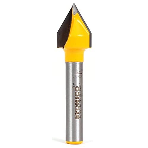 YONICO Router Bits V Groove 60 Degree X 1/2-Inch Diameter 1/4-Inch Shank 14993q