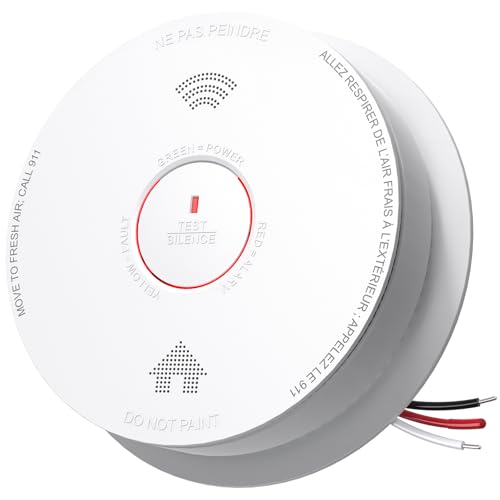 Siterlink Hardwired Smoke Detector Carbon Monoxide Detector Combo 10 Year Battery up, UL 217-9th Conforming, Interconnected Smoke & CO Alarm with Bilingual Voice Alerts, 1 Pack