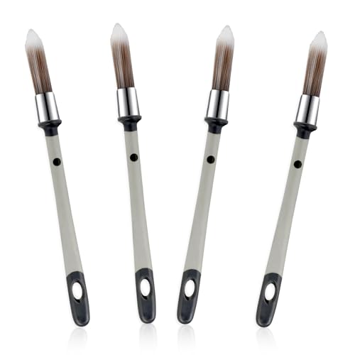 4Pcs Trim Paint Brush, Touch Up Detail Paint Small Brushes for Painting Walls Furniture Corner Trim House Baseboard Edging (Gray)