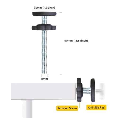 4 Pack Baby Gate Replacement Parts Threaded Spindle Rod 8MM(M8), Screw Bolts Hardware Kit for Pet & Dog Pressure Mounted Safety Door & Stair Gates (a Black)