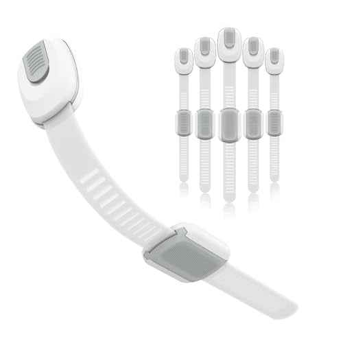 Child Proof Cabinet Locks, 6 Pack Cabinet Locks with 3M Adhesive, Door Locks for Kids Safety for Drawers, Fridge, Toilet Seat, Trash Can, Ideal Stocking Stuffers, White