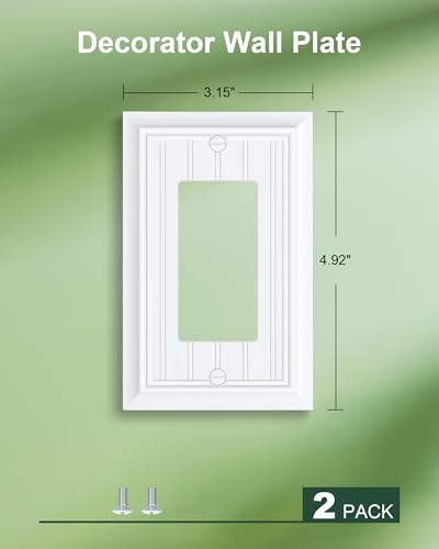 Pure White 2-Pack Beadboard Bamboo Wall Plate Cover - Decorator Wall Plates