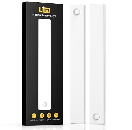 DiDiSky White 8-inch Rechargeable LED Under Cabinet Light with Motion Sensor - Wireless Dimmable Closet Lighting (2 Pack)