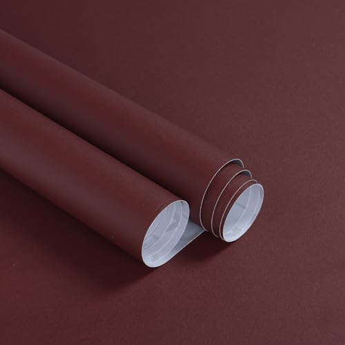 Matte Dark Red Peel and Stick Wallpaper Ancora Red Contact Paper 16" x 118" Self Adhesive Contact Paper for Bedroom Solid Color Removable Wallpaper for Countertops Shelf Liner Bedroom Vinyl