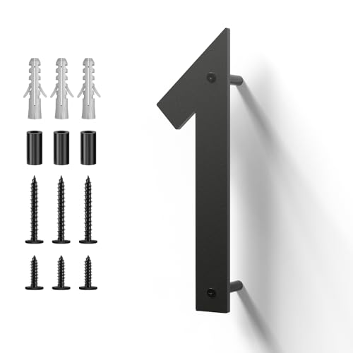 HouSi Black 1 Metal House Number Sign - 4 Inch Stainless Steel Outdoor Address Plaque