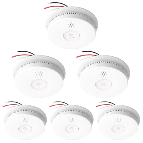 Siterlink 6 Pack Hardwired Photoelectric Smoke Detectors with Battery Backup & Interconnection