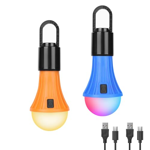 Rechargeable Camping Lantern with 7 RGBW Light Modes - 2 Pack
