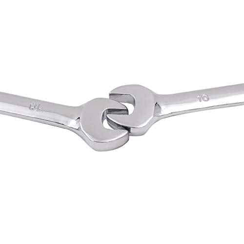 KINJOEK 2 PCS 10mm 12PT Ratchet Wrench, Metric Ratcheting Wrench Set with 5¡Æ Movement and 72 Teeth for Projects with Tight Space