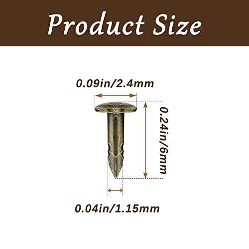 BokWin 200 Pcs Tiny Brad Nails Bronze String Art Nails 1.2x6mm Wood Finish Nails for DIY Pictures Boxes Decorative Household Accessories