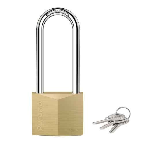 Puroma 1 Pack Keyed Padlock Waterproof Solid Brass Lock, 2.6 Inch Padlock with Keys for Sheds, Storage Unit School Gym Locker, Fence, Toolbox, Hasp Storage