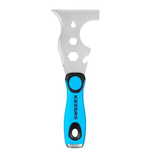 KEZERS 13-In-1 Painter¡¯s Tool, 3" Stainless Steel Putty Knife Scraper, Paint Scraper Tool for Painting & Wood with Metal Hammer End, Multi-Use Drywall Paint Stripper Tool for Scraping Paint & Caulk