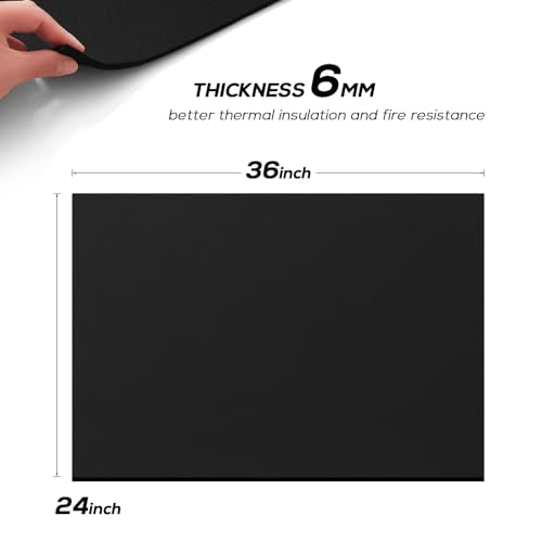FLASLD Welding Blanket Fireproof Mat Heat Resistant Material Up To 1800¡ÆF Flame Retardant Fabric Carbon Felt for Grill Cover Stove Pit Soldering Welders Plumbers (24¡¿36 inch)