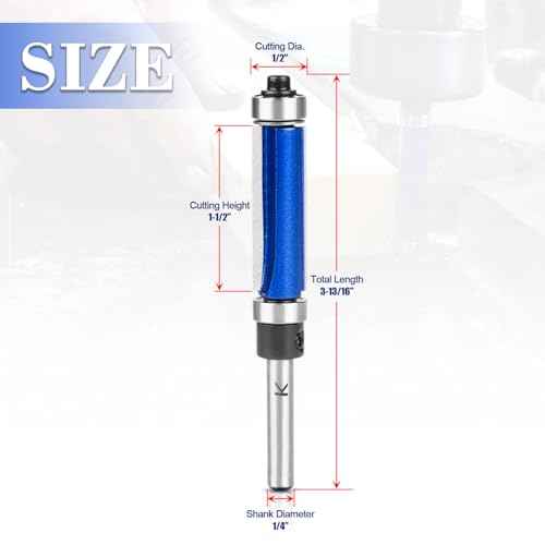 Top and Bottom Bearing Flush Trim Router Bit 1/4 Inch Shank, 1-1/2" Cutting Length,1/2" Cutting Diameter, Carbide Pattern Flush Trim Cut Router bit