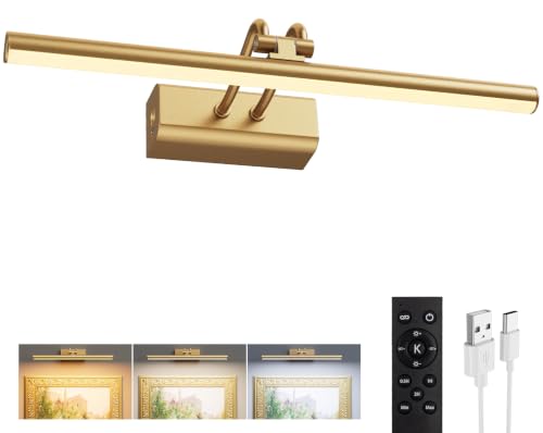 Percantis 13.8-Inch Gold Wall Picture Light with RF Remote & USB Charging - Model: Gold / 13.8Inch / 1