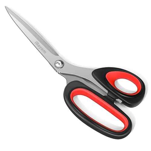 iBayam Scissors All Purpose, 9.3 Inch Scissors Heavy Duty Stainless Steel Shears for Home Household Cutting Fabric Leather, Sewing Shears, Paper Box Cutter, Package Opener, Hand Cutting Tools