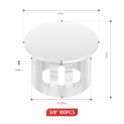 GAGIRA 100PCS White 3/8 Inch Plastic Hole Plugs for Furniture Panel Covers