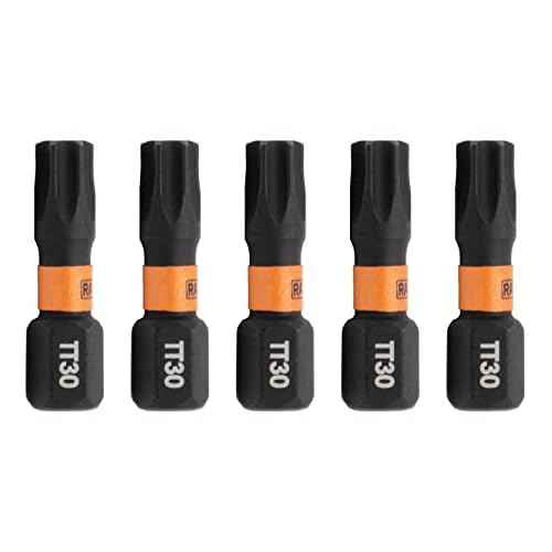 TORX T30 Tamper Proof Security Bits - Railer 1" 1/4 Inch Hex Shank S2 Steel Tamper Resistant Star Bit (5 Pack)