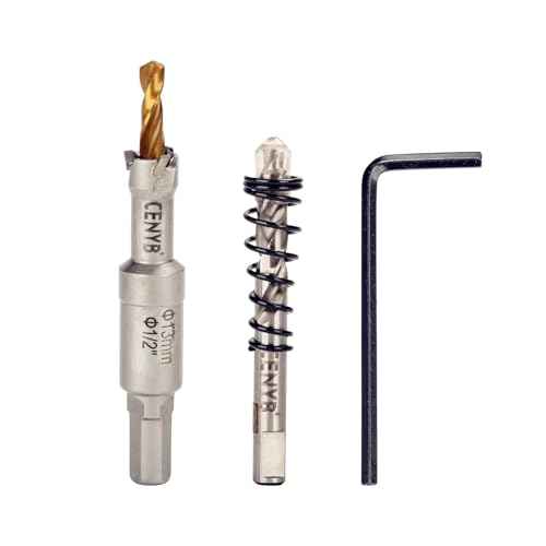 1/2" (13mm) Tungsten Carbide Tipped Hole Saw with 2Pcs Titanium-Plated Pilot Drill Bits for Hard Metal,Stainless Steel,Iron,Aluminum Alloy,Wood and Plastic