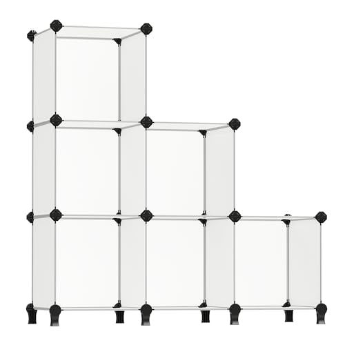 SONGMICS 6 Cube Storage Organizer White 11.8x11.8x11.8 Inches DIY Closet Shelf