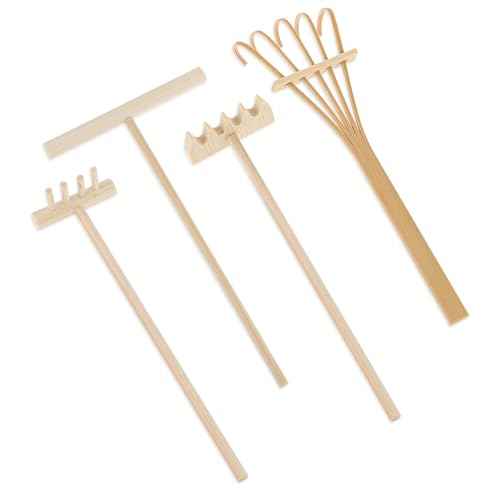 4 Pack Miniature Tabletop Rock Sand Zen Garden Accessories, Mini Zen Garden Rake Tools, Zen Sand Garden Rake Set, Small Rakes for Garden Beds, Mini Sand Stamp Rakes for Home Gift Garden Decor