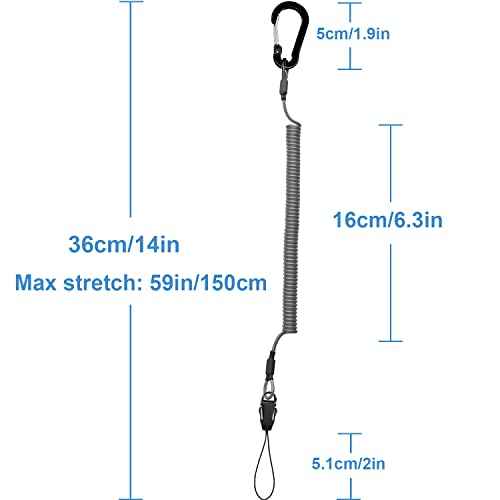 Lix&Rix Coiled Lanyards with Carabiner, Ring and Quick Release Detachable Buckle for Fishing Equipment Keys, Cards, Tools