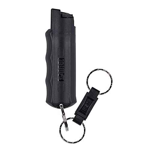 SABRE Pepper Spray, Quick Release Keychain for Easy Carry and Fast Access, Finger Grip for More Accurate and Faster Aim, Maximum Police Strength OC Spray, 0.54 fl oz, Secure and Easy to Use Safety