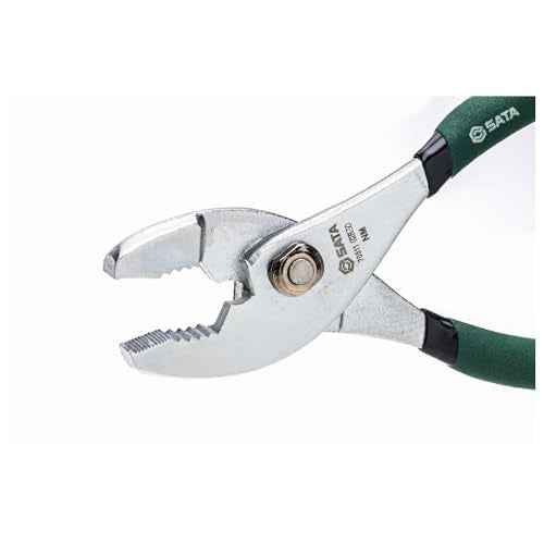 SATA 6-Inch Slip-Joint Pliers, Chrome Vanadium Steel Body, with Green Handles and Rivet Joint Assembly - ST70511ST