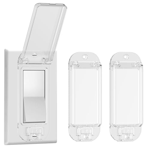LRANFOW 2-Pack Clear Rocker Light Switch Cover Guard, Child & Pet Proof