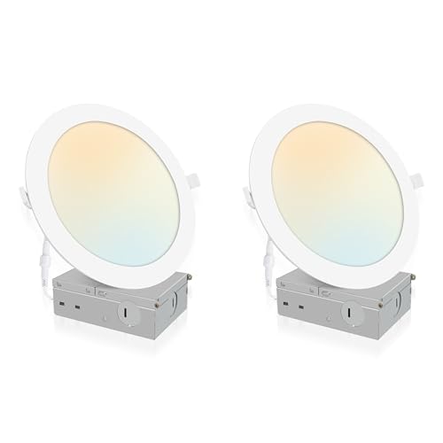 POWERASIA 2 Pack 7 Inch LED Recessed Canless Wafer Light - 5CCT Dimmable White