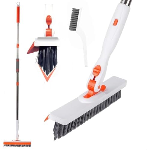 53''Grout Cleaner Brush with Long Handle,2 in 1 V-Shape Grout Line Scrubber 180¡ÆAdjustable for Crevice, Tile Line, Shower, Kitchen, Bathroom